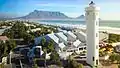 The lighthouse at Milnerton, Cape Town.  It is situated on Woodbridge Island