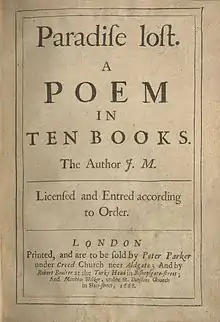 Title page of John Milton's Paradise Lost, featuring an ſt ligature and a nub on the long s