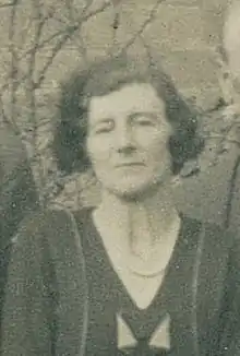 black and white photo of a woman in her 40s