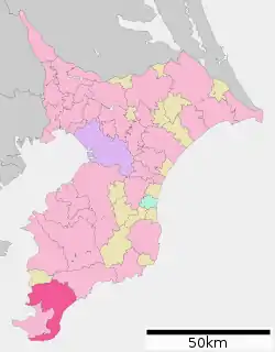 Location of Minamibōsō in Chiba Prefecture