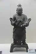 Ming statuette wearing mountain pattern armour