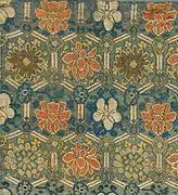 Detail of a Ming Dynasty brocade, using a chamfered hexagonal lattice pattern