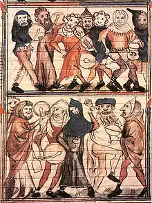 French 14th-century manuscript illumination of the Feast of Fools