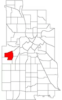 Location of Kenwood within the U.S. city of Minneapolis