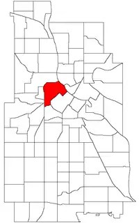 Location of North Loop within the U.S. city of Minneapolis