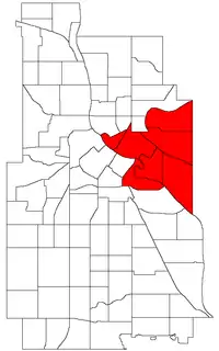 Location of University within the U.S. city of Minneapolis