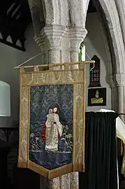 St Materiana depicted on the church banner at Minster, Cornwall.