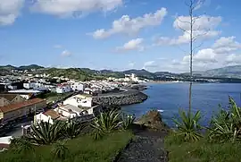 A view towards the municipality of Lagoa, from the lookout on the São Roque coast, showing the coastal roadway that extends to the Praia das Malácias (beach)