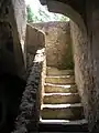 Stairwell adjacent to the church leading to the former Father President's office