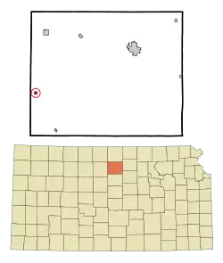 Location within Mitchell County and Kansas