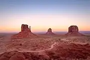 West, East Mittens and Merrick Butte after sunset