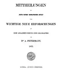 Front page of the 1st edition of Petermanns Geographische Mitteilungen (1855)