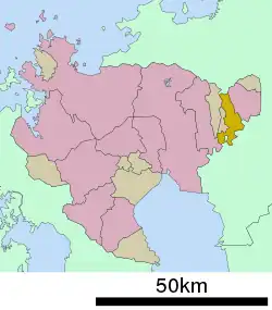 Location of Miyaki in Saga Prefecture