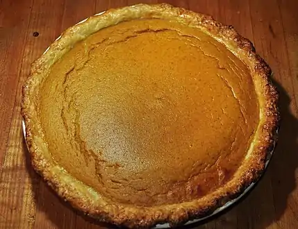 Pumpkin pie showing texture of surface