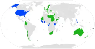 Map showing the signatories of the MoU
