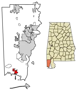 Location of in Mobile County, Alabama