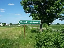 Road sign in Moczydły Jakubowięta
