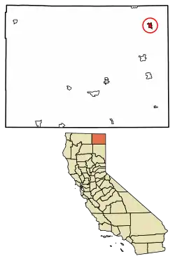 Location of Fort Bidwell in Modoc County, California.
