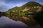 View of lake and Mogote at Viñales