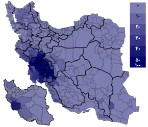 Votes received by Rezaee per districts
