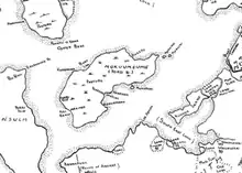 Hand-drawn map of Ford Island and surrounding area