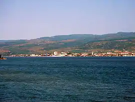 Moldova Nouă as seen from Serbia, across the Danube