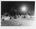 Momote Airfield with Seabees working at night in 1944. CB 40 worked day and night on the Los Negros Momote Airfield.