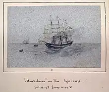 Monkshaven on fire, possible sketch by Anna Brassey 28 September 1876