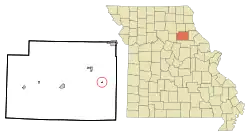 Location of Middle Grove shown in Missouri
