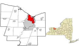 Location in Monroe County and the state of New York.