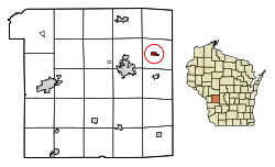 Location of Wyeville in Monroe County, Wisconsin.