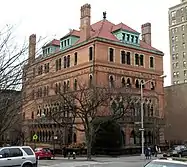 View of the building from the southeast, on Plaza Street West