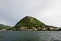 Monte San Salvatore, as seen from Piazza Luini, Lugano.