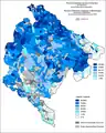 Serbian language by settlements.