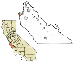 Location of Carmel-by-the-Sea in Monterey County, California