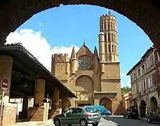 Church Saint-Victor, Montesquieu-Volvestre, with a rare example of a 16-sided bell tower