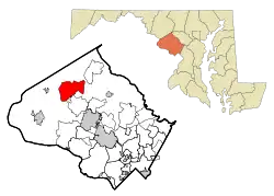 Location of Clarksburg, Maryland