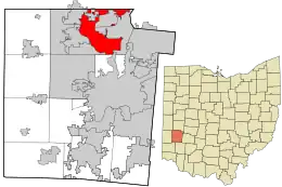 Location in Montgomery County and the state of Ohio.