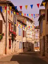 The street behind the town gate, in Montpezat-de-Quercy