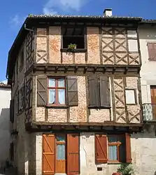 A half-timbered house in Montricoux