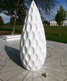 "Restare" (2013), public commission; marble, stainless steel, and concrete; created by Monika Larsen Dennis