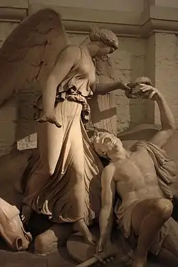 Monument to Major-General Sir William Ponsonby in the crypt of St Paul's Cathedral, London (1815). The winged figure of Victory symbolises the general's death at the Battle of Waterloo.
