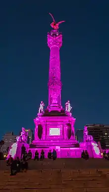The Angel of Independence in Mexico City, where the remains of Morelos are entombed in the mausoleum at its base