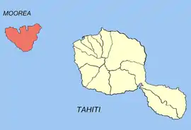 Location of the commune (in red) within the Windward Islands. The atoll of Maiʻao lies outside of the map.