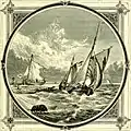 A pair of schuyts aground, in a print dated 1860.