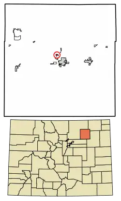 Location of the Morgan Heights CDP in Morgan County, Colorado.