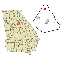 Location in Morgan County and the state of Georgia