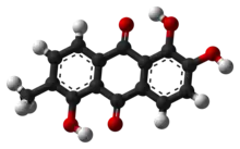 Ball-and-stick model of morindone