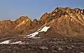 Dawn view of Aperture Peak (left) and Mt. Agassiz (right)