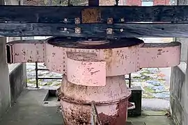 Detail view of the arms and nozzles of the turbine, on display at Hopatcong State Park